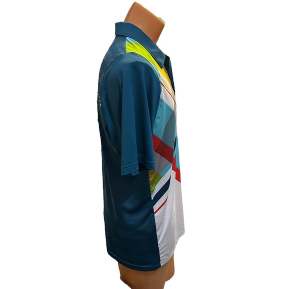 Puma Mens Golf Duo Swing Graphic USP Polo Multicolor Geometric Sz Medium Stretch - Picture 4 of 10